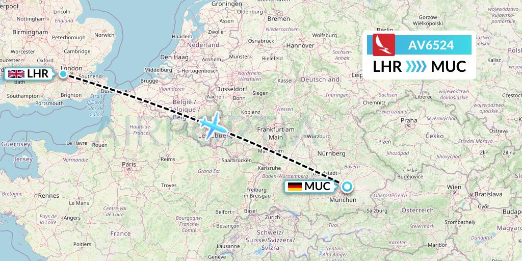 AV6524 Avianca Flight Map: London to Munich