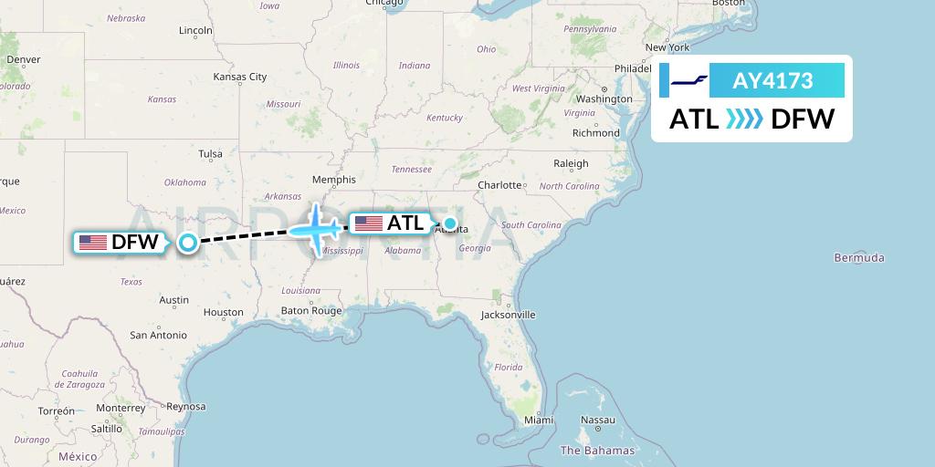 AY4173 Finnair Flight Map: Atlanta to Dallas