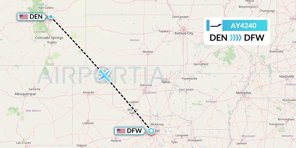 AY4240 Finnair Flight Map: Denver to Dallas