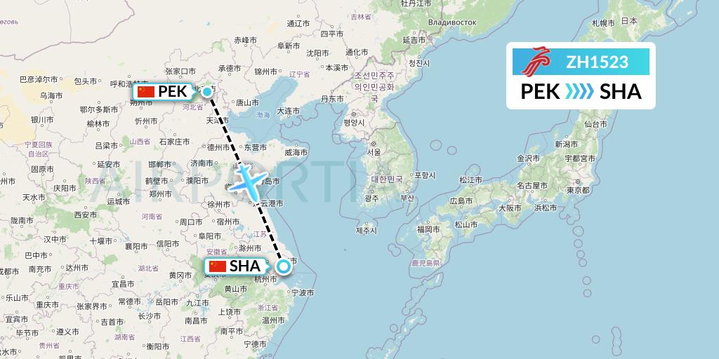 ZH1523 Shenzhen Airlines Flight Map: Beijing to Shanghai
