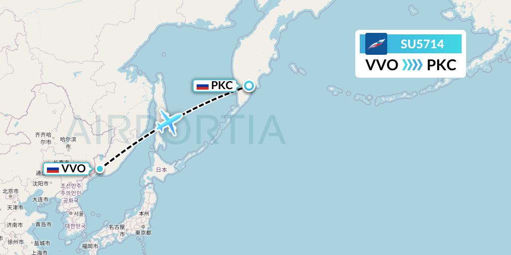 SU5714 Aeroflot Flight Map: Vladivostok to Petropavlovsk-Kamchatsky