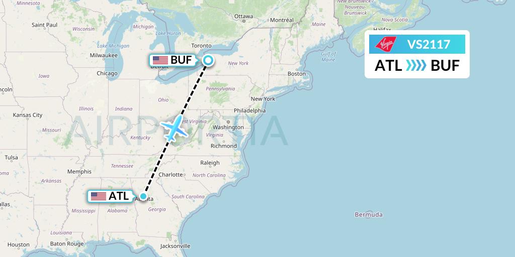 VS2117 Virgin Atlantic Airways Flight Map: Atlanta to Buffalo