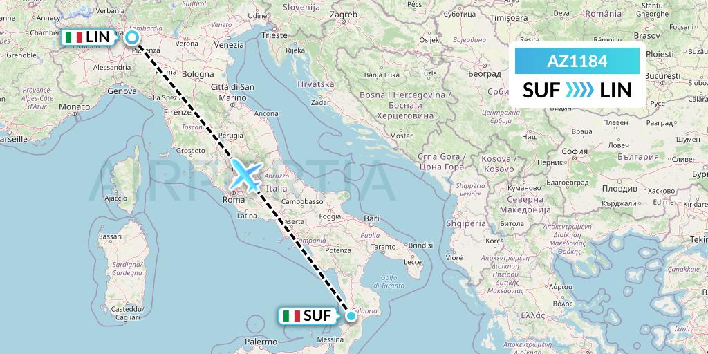 AZ1184 ITA Airways Flight Map: Lamezia Terme to Milan