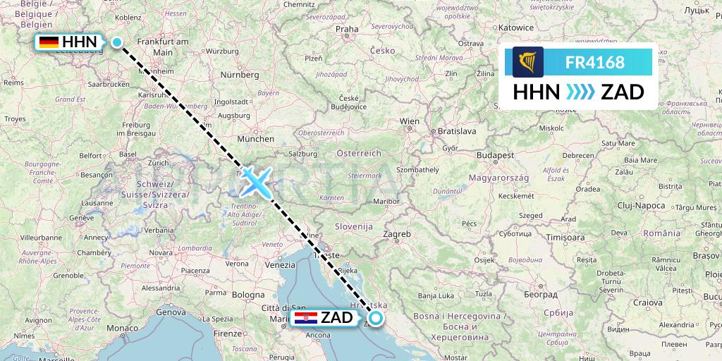 FR4168 Ryanair Flight Map: Hahn to Zadar