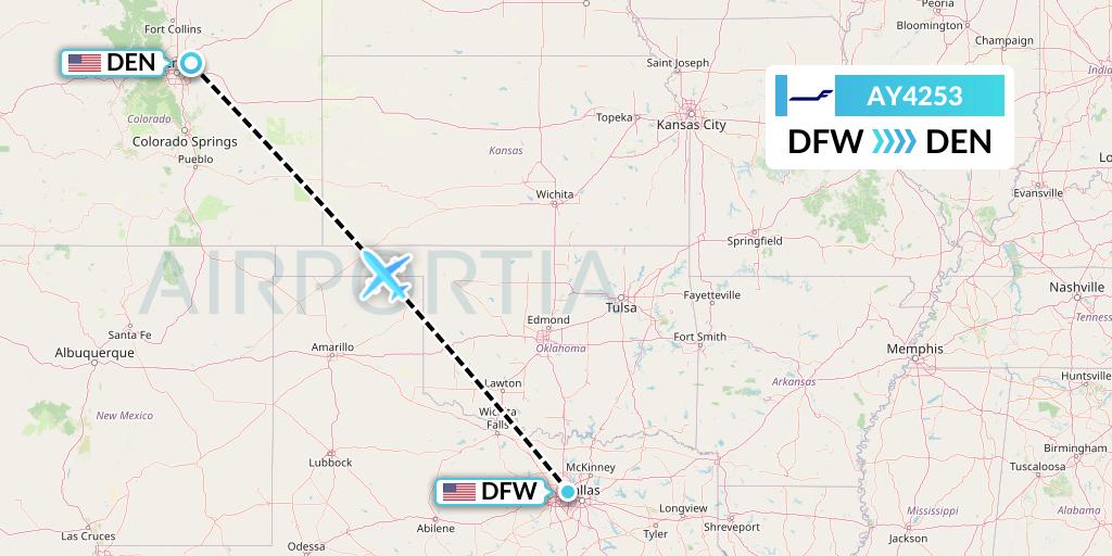 AY4253 Finnair Flight Map: Dallas to Denver
