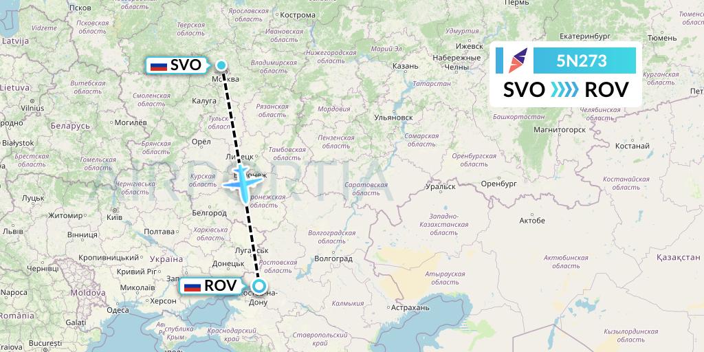 5N273 Nordavia Flight Map: Moscow to Rostov-on-Don