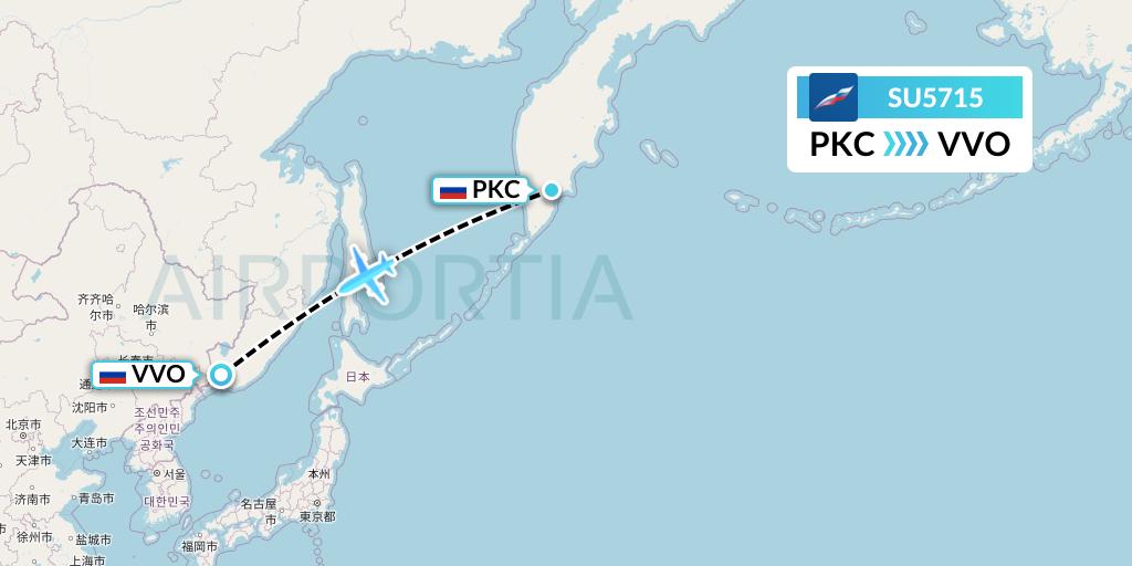 SU5715 Aeroflot Flight Map: Petropavlovsk-Kamchatsky to Vladivostok