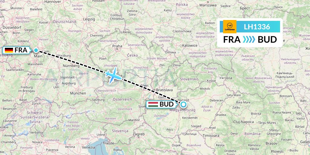 LH1336 Lufthansa Flight Map: Frankfurt to Budapest