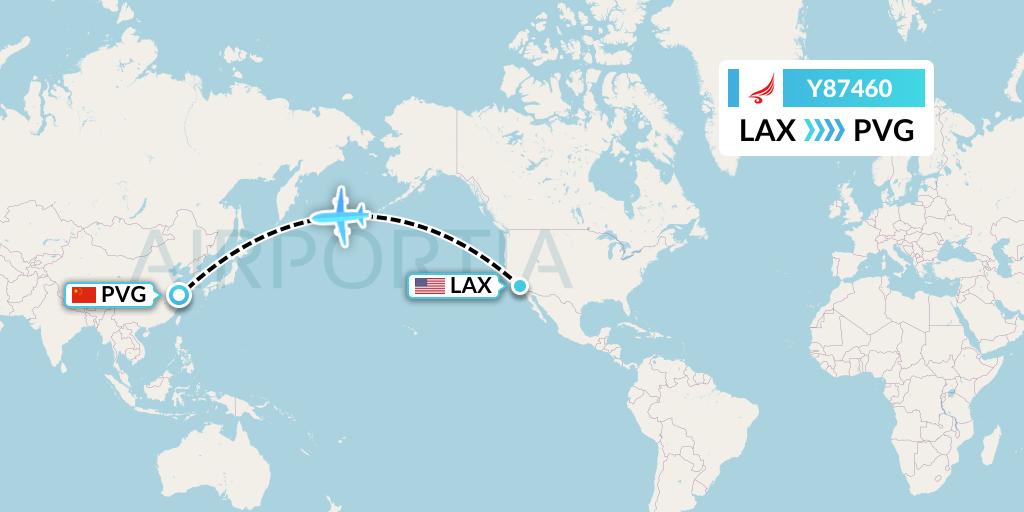 Y87460 Yangtze River Express Flight Map: Los Angeles to Shanghai