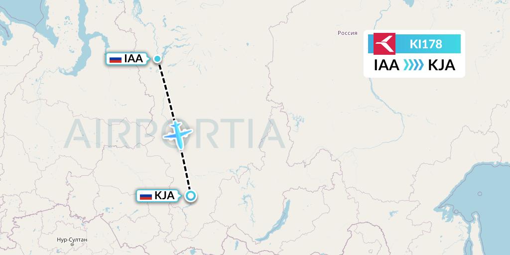 KI178 Krasavia Flight Map: Igarka to Krasnoyarsk