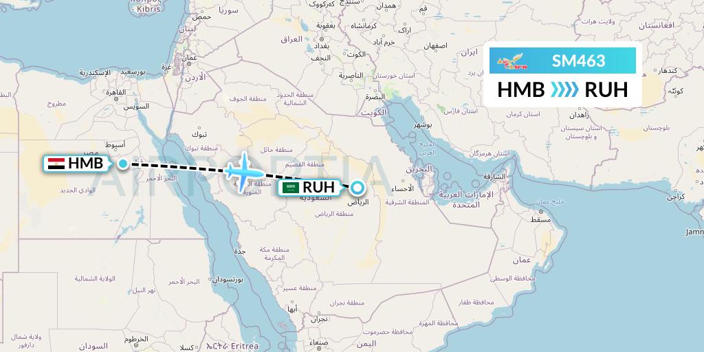 SM463 Air Cairo Flight Map: Sohag to Riyadh