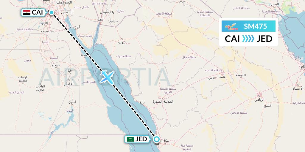 SM475 Air Cairo Flight Map: Cairo to Jeddah