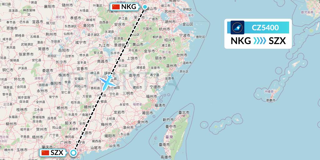 CZ5400 China Southern Airlines Flight Map: Nanjing to Shenzhen
