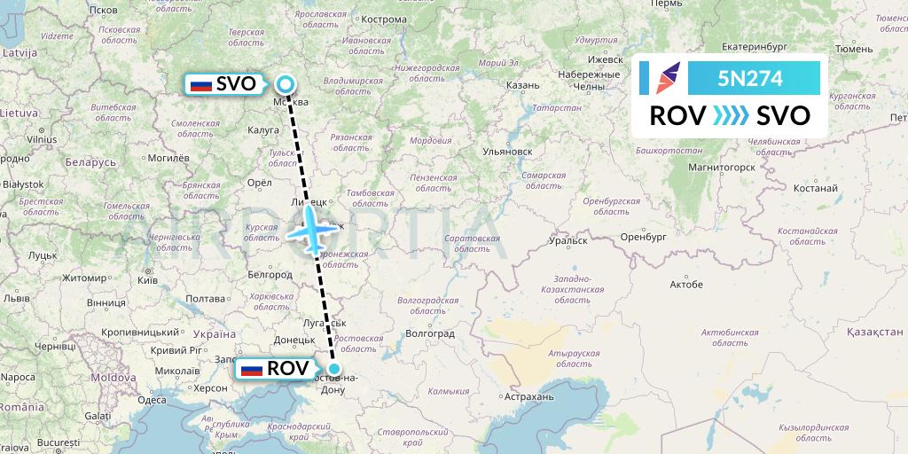 5N274 Nordavia Flight Map: Rostov-on-Don to Moscow