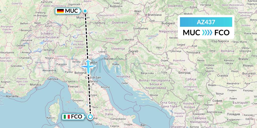 AZ437 ITA Airways Flight Map: Munich to Rome