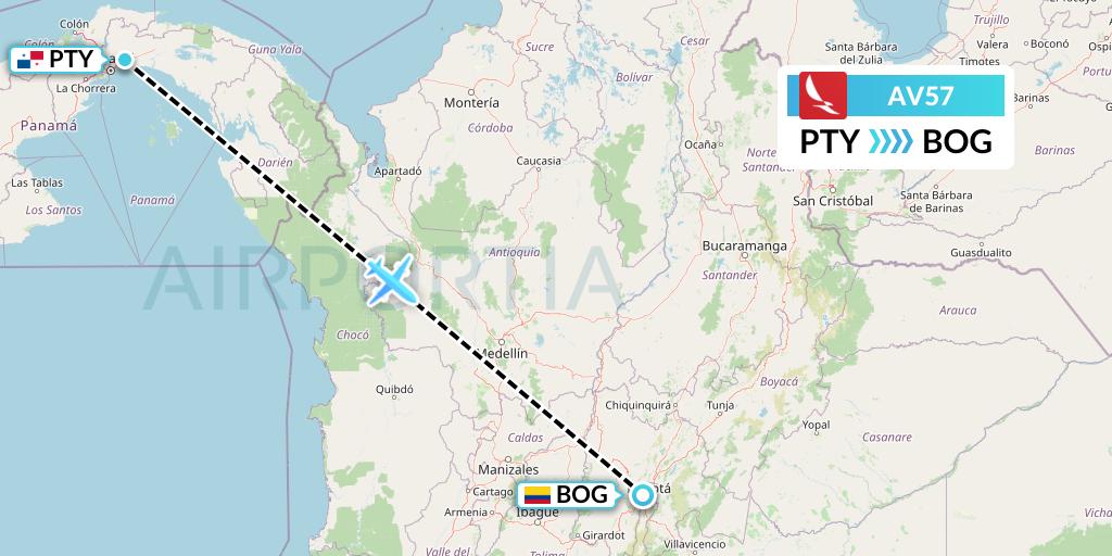 AV57 Avianca Flight Map: Panama City to Bogota