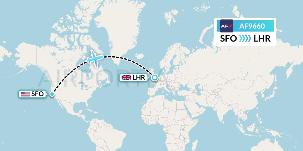 AF9660 Air France Flight Map: San Francisco to London