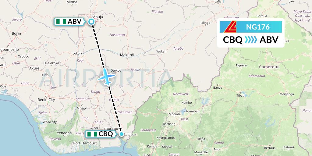 NG176 Aero Contractors Flight Map: Calabar to Abuja
