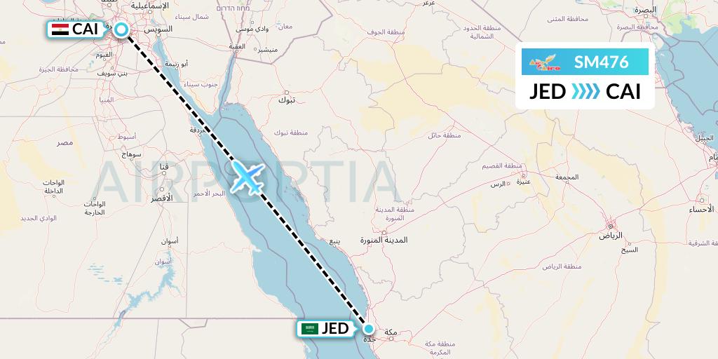 SM476 Air Cairo Flight Map: Jeddah to Cairo