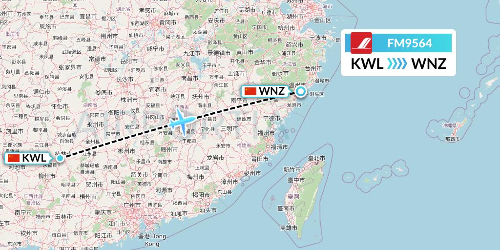 FM9564 Shanghai Airlines Flight Map: Guilin to Wenzhou