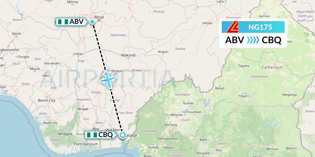 NG175 Aero Contractors Flight Map: Abuja to Calabar
