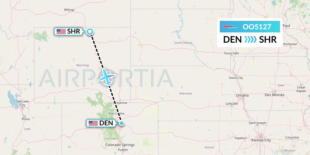 OO5127 SkyWest Airlines Flight Map: Denver to Sheridan