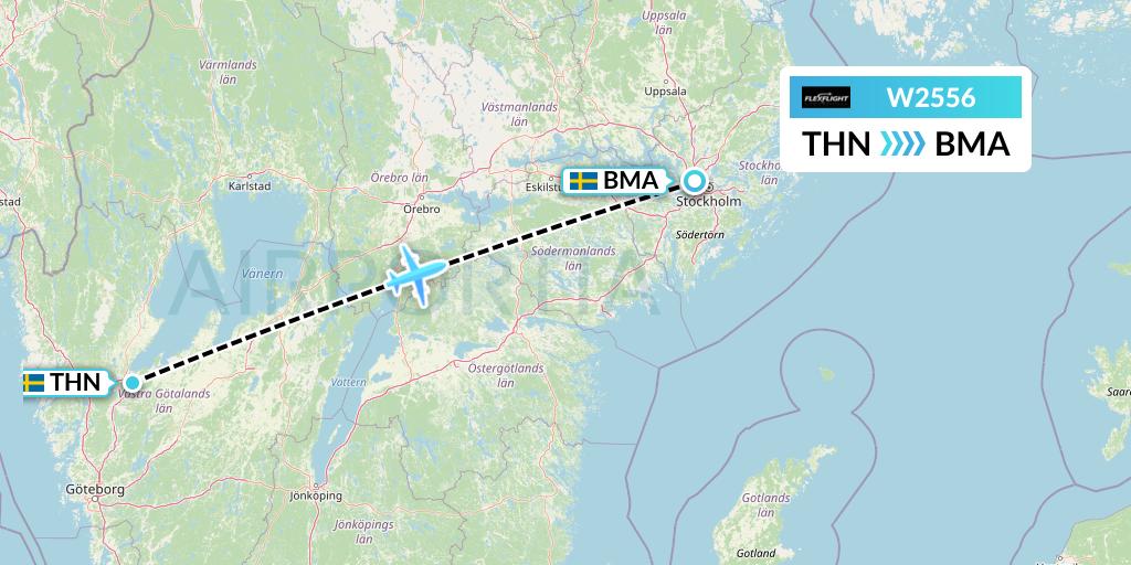 W2556 Flex Flight Flight Map: Trollhattan to Stockholm