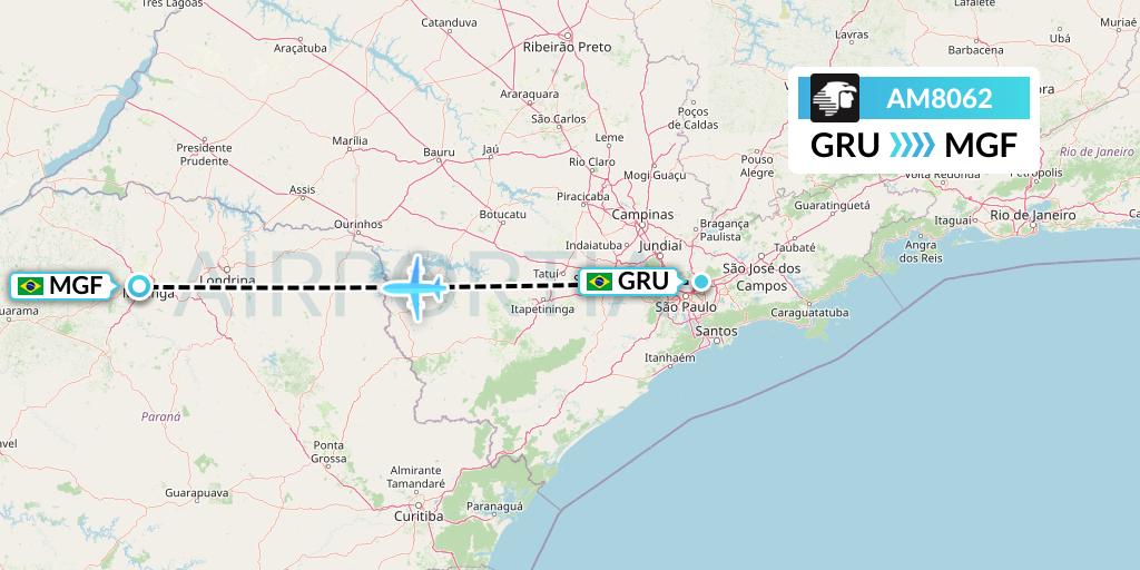 AM8062 Aeromexico Flight Map: Sao Paulo to Maringa