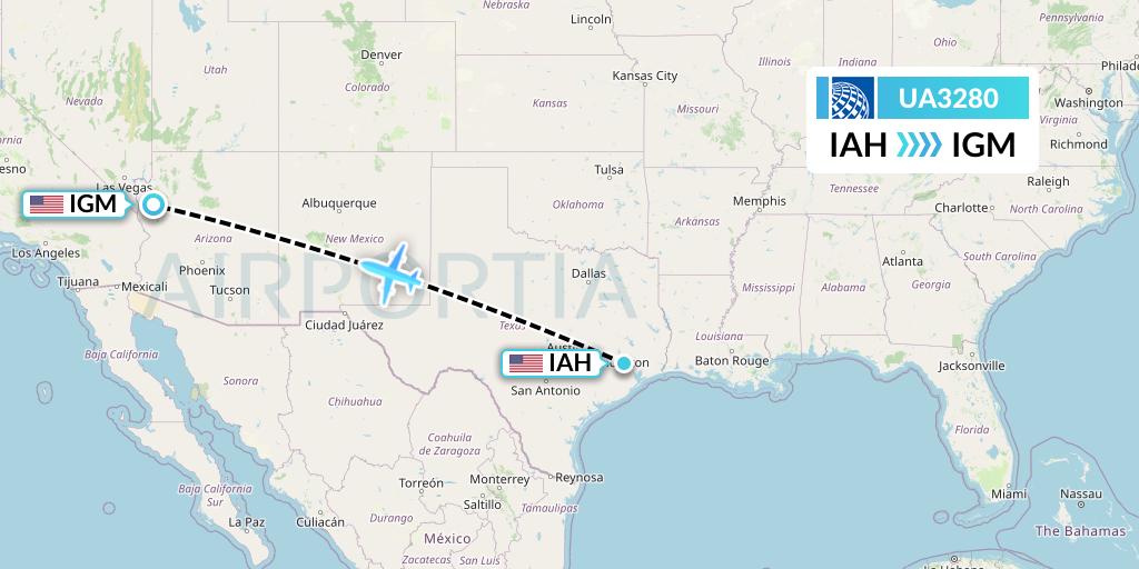 UA3280 United Airlines Flight Map: Houston to Kingman