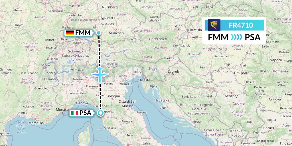 FR4710 Ryanair Flight Map: Memmingen to Pisa