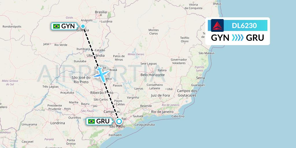 DL6230 Delta Air Lines Flight Map: Goiania to Sao Paulo