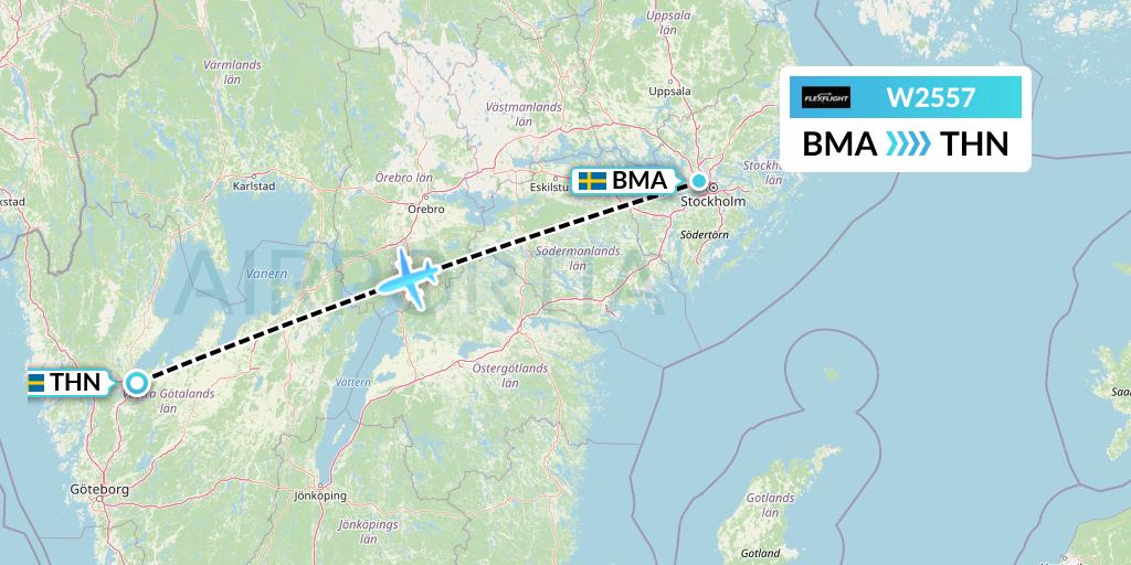 W2557 Flex Flight Flight Map: Stockholm to Trollhattan