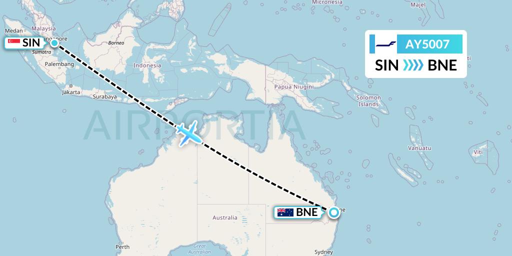 AY5007 Finnair Flight Map: Singapore to Brisbane