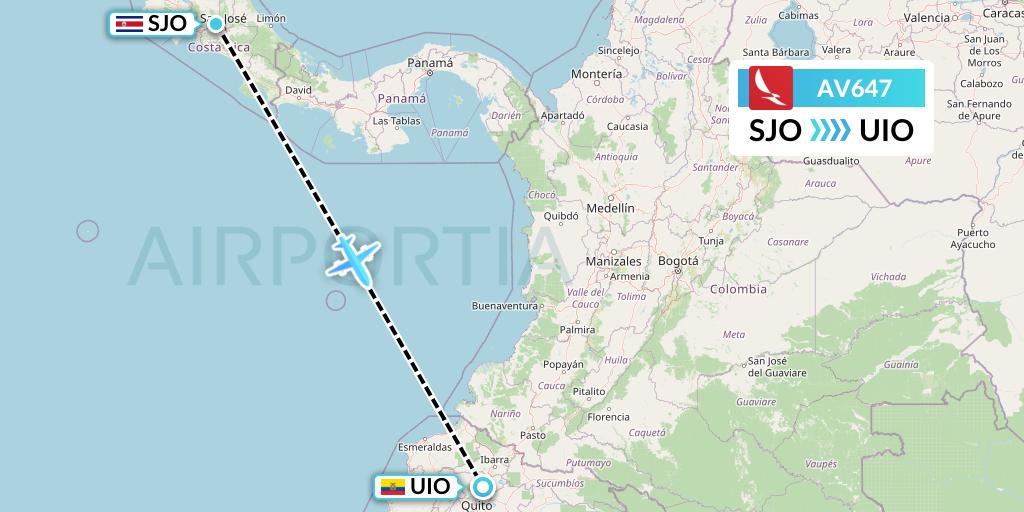 AV647 Avianca Flight Map: San Jose to Quito