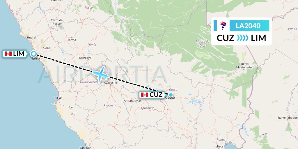 LA2040 LAN Airlines Flight Map: Cusco to Lima