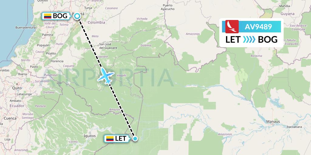 AV9489 Avianca Flight Map: Leticia to Bogota