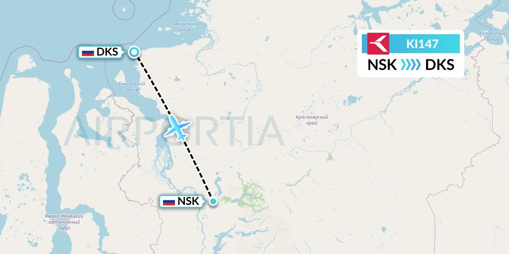KI147 Krasavia Flight Map: Norilsk to Dikson