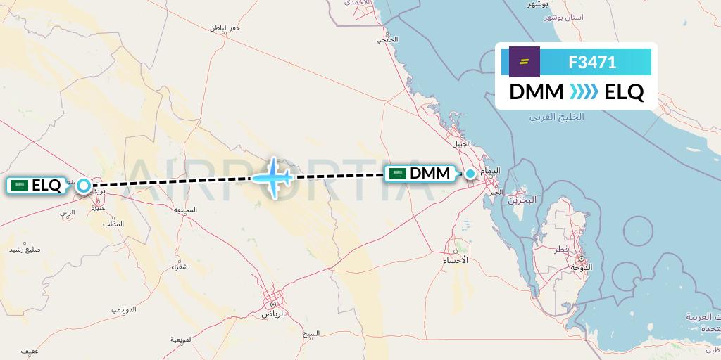 F3471 flydeal Flight Map: Dammam to Al-Qassim