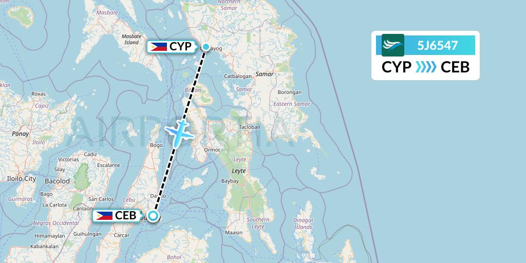 5J6547 CEBU Pacific Air Flight Map: Calbayog to Cebu