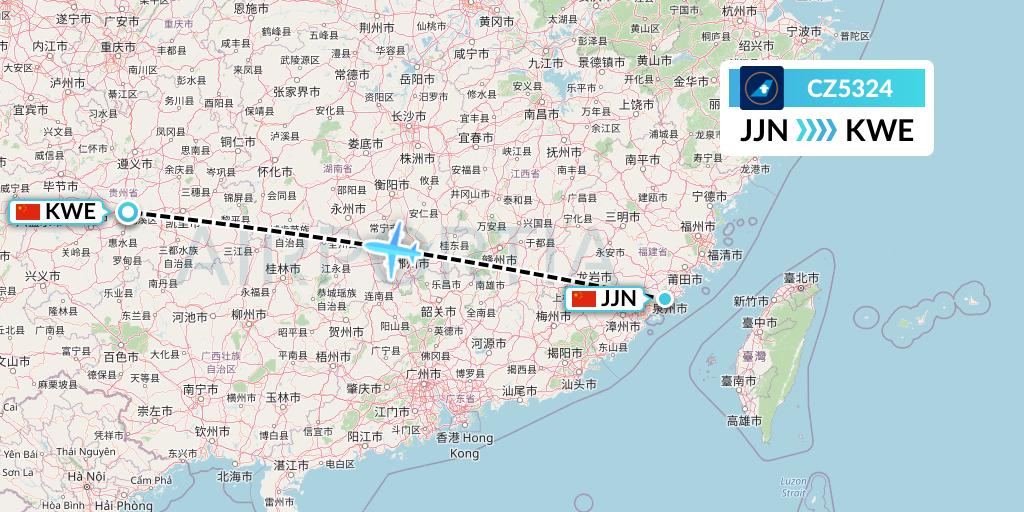 CZ5324 China Southern Airlines Flight Map: Jinjiang to Guiyang