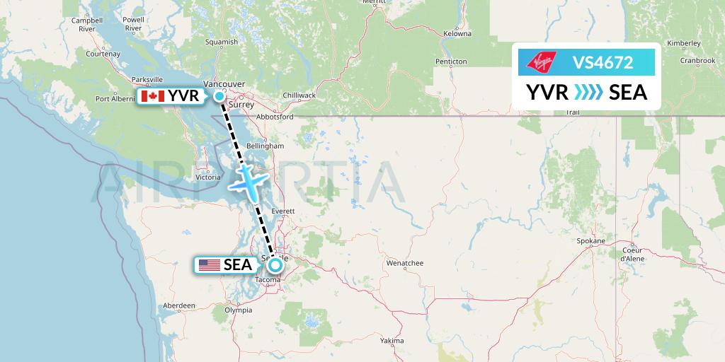 VS4672 Virgin Atlantic Airways Flight Map: Vancouver to Seattle
