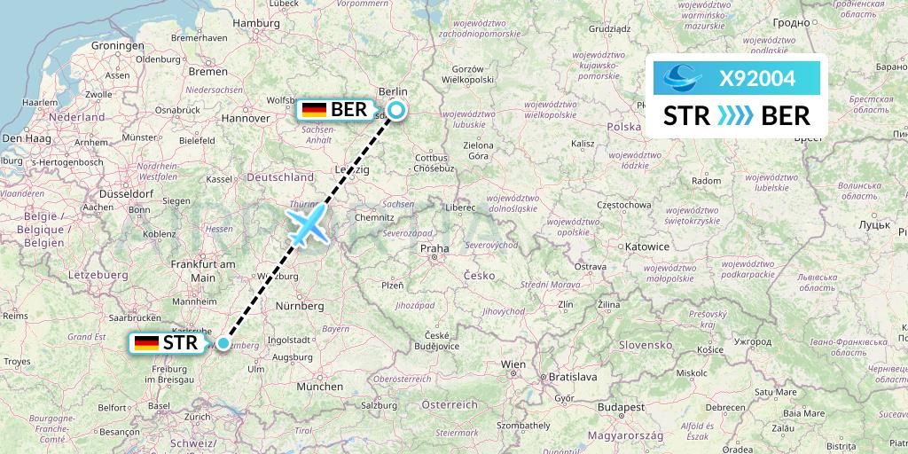 X92004 Avion Express Flight Map: Stuttgart to Berlin