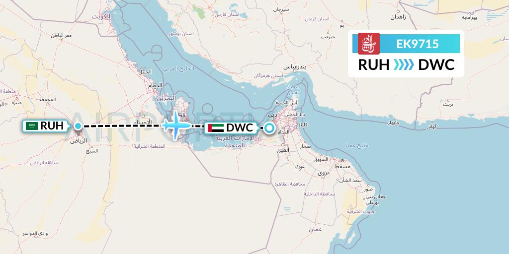 EK9715 Emirates Flight Map: Riyadh to Dubai