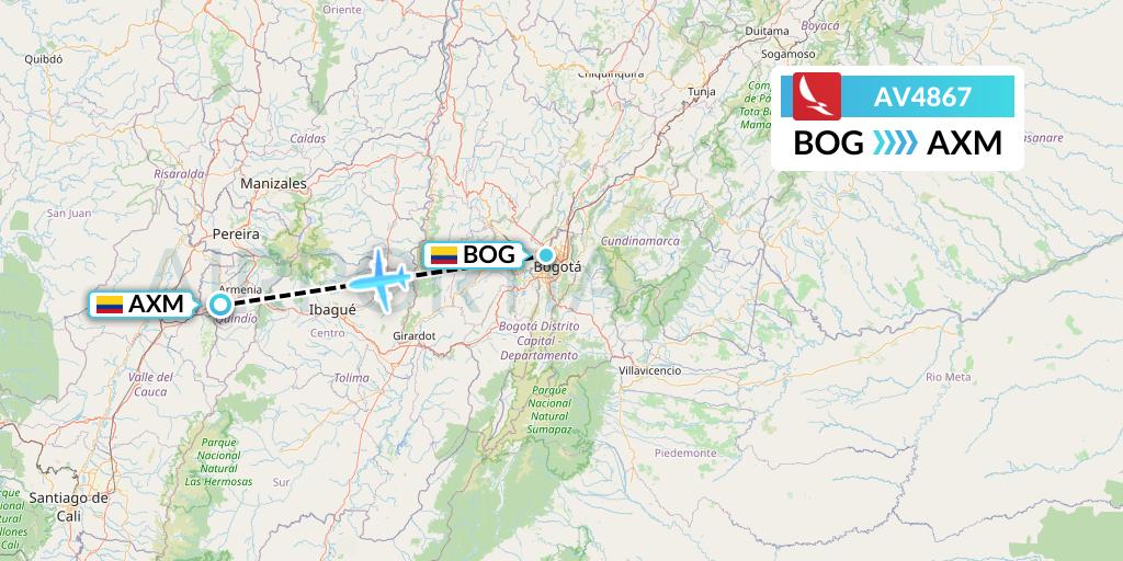 AV4867 Avianca Flight Map: Bogota to Armenia