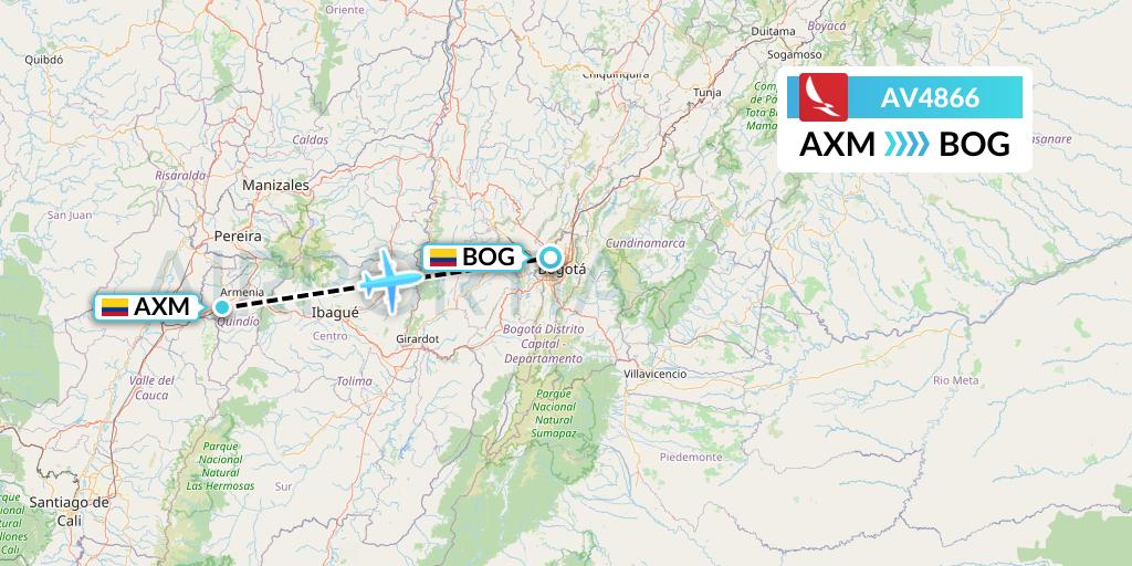 AV4866 Avianca Flight Map: Armenia to Bogota