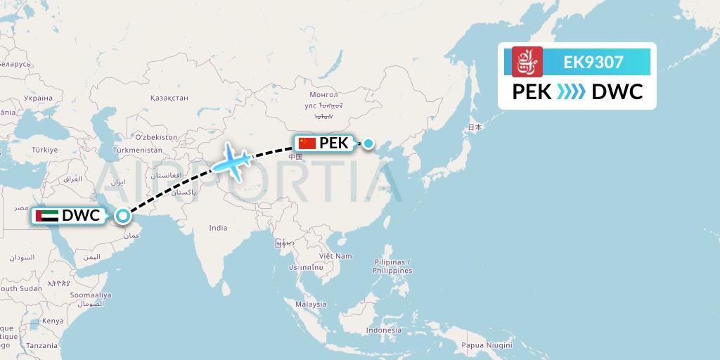 EK9307 Emirates Flight Map: Beijing to Dubai