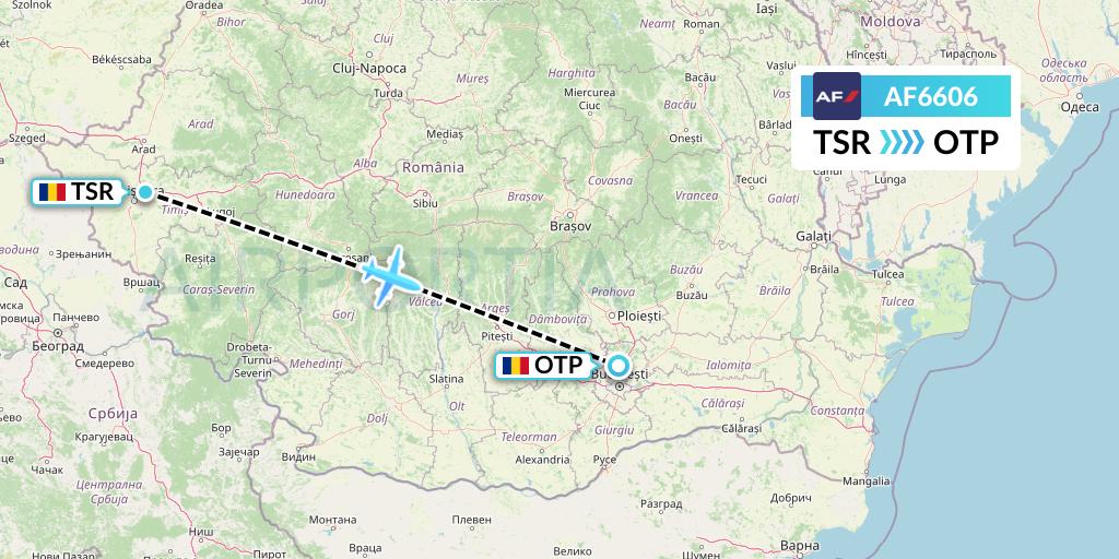 AF6606 Air France Flight Map: Timisoara to Bucharest