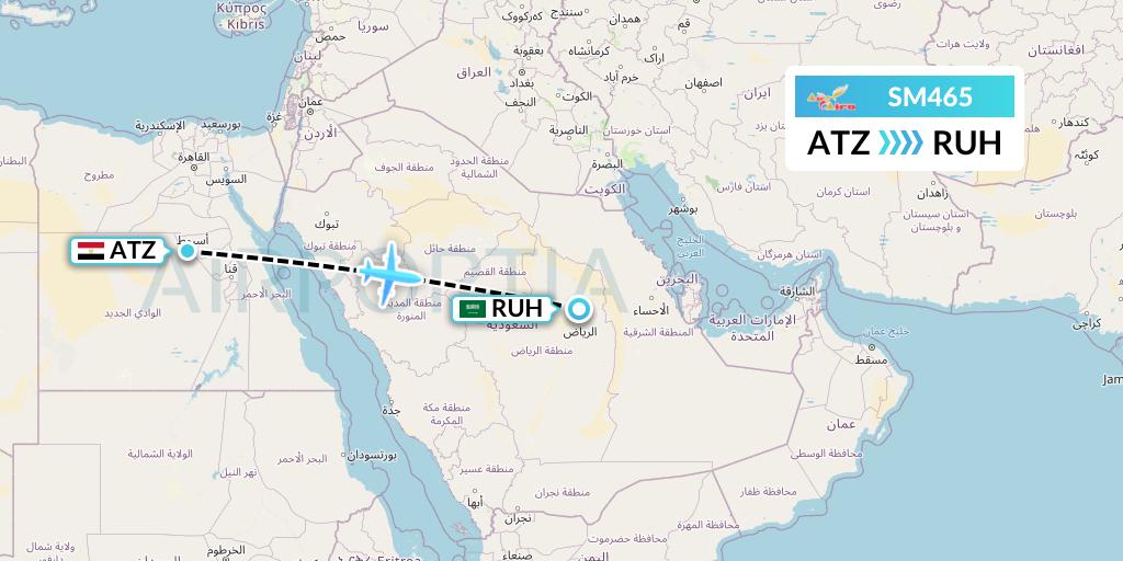 SM465 Air Cairo Flight Map: Assiut to Riyadh