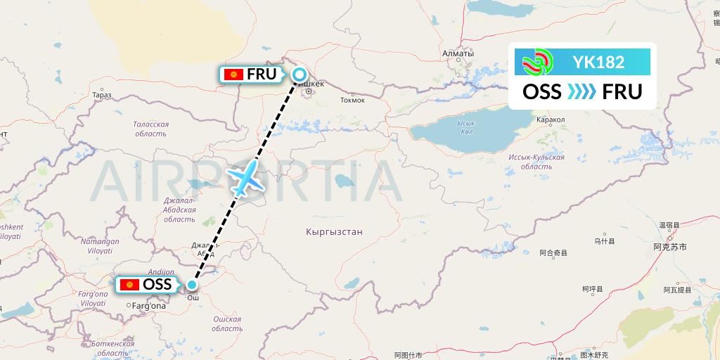YK182 Avia Traffic Flight Map: Osh to Bishkek