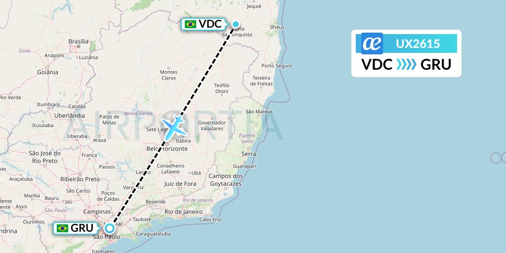 UX2615 Air Europa Flight Map: Vitoria Da Conquista to Sao Paulo